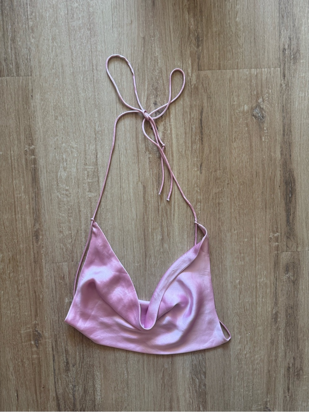 Zara Blush Pink Satin Halter Bandeau